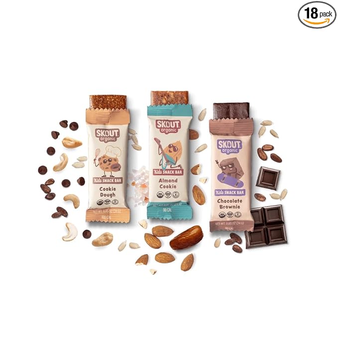 Skout Organic Dessert Inspired Kids Snack Bar Variety Pack (18 Pack) | Organic Kids Snack Bars | School Snacks & Lunch Snacks | Vegan & Paleo | Gluten, Dairy, Grain Free…