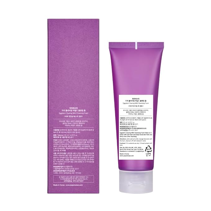 Papa Recipe Eggplant Moisturizing Cleansing Foam for Sensitive, Dehydrated, and Acne-Prone Skin