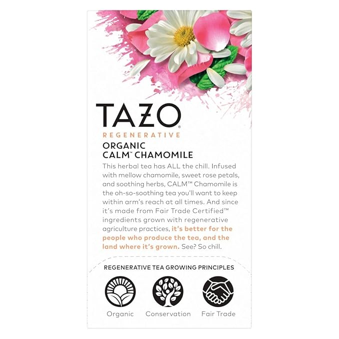 TAZO Calm Chamomile Herbal Tea Bags, Caffeine Free, 96 Total Tea Bags (16ct - Pack of 6)