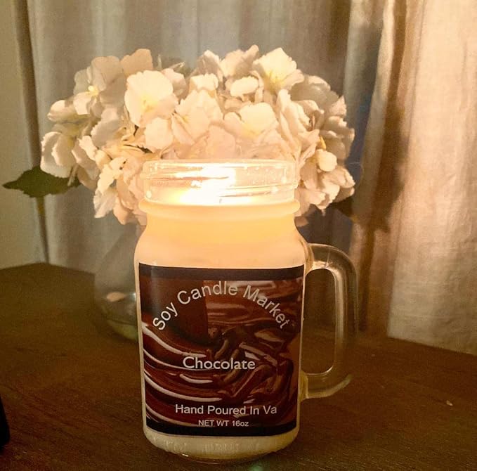 Soy Scented Candles | Handmade & Highly Aromatic Candles Burns Upto 85 Hours in Glass Jar - Perfect for Home Decor, Wedding, Birthday, Dinner (Chocolate, 16 oz)