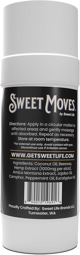 Sweet Moves | 1000mg Hemp Extract | Hemp Topical Salve | Organic & Natural | Easy Twist-Up Applicator | Smooth & Refreshing Experience