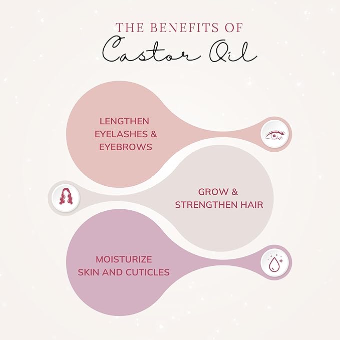 Grandma Flo's Naturals Organic Castor Oil Roll On with Rose Quartz Roller - For Face Hair Body | Glass Bottle, Cold Pressed, Hexane Free, Unrefined | Stimulate Hair Growth, Moisturize Skin (50ml)
