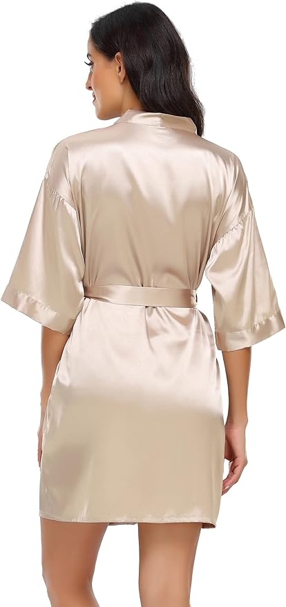 Women's Pure Short Silky Robes Bridesmaid Bride Party Satin Robes Sleepwear