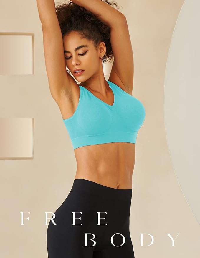 Womens Sports Bras, Yoga Comfort Seamless Stretchy Sports Bra for Women 3 Pack