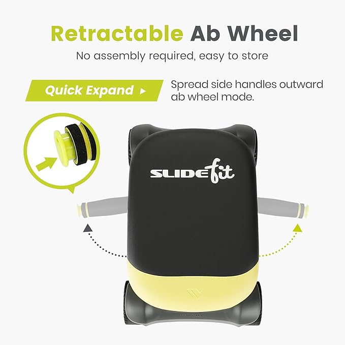 WONDER CORE Slide Fit, Ab Roller Board with 4 Wheels, Automatic Rebound Abdominal Wheel for Core Workout, Ab Exercise Equipment, Abdominal Exerciser, Heroboard Fitness Rolling Board with Knee Pad