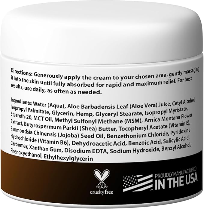 Medical Miracles Hemp Relief Cream - Ideal for Muscles, Joints, Neck, Back, Elbows, Hands, Feet, and Knees - Proudly Made in USA (3000mg)
