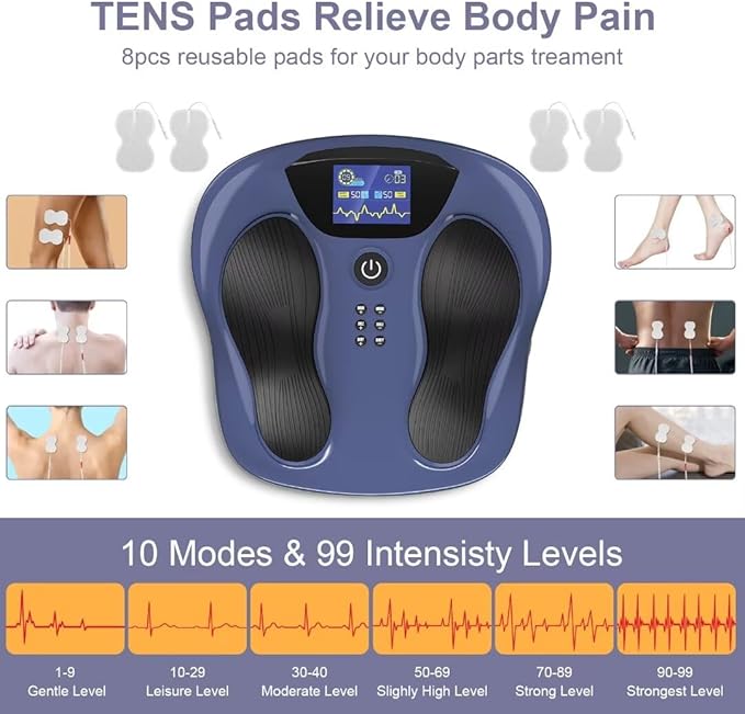 Creliver Foot Nerve Muscle Stimulator Pro, EMS/TENS Foot Massager for Neuropathy Pain Relief and Leg Circulation, TENS Muscle Stimulator โ Christmas Gift for Women & Men