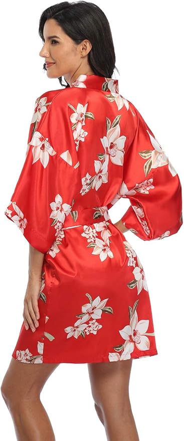 Women's Pure Short Silky Robes Bridesmaid Bride Party Satin Robes Sleepwear