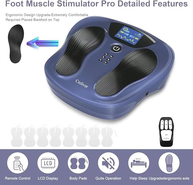 Creliver Foot Nerve Muscle Stimulator Pro, EMS/TENS Foot Massager for Neuropathy Pain Relief and Leg Circulation, TENS Muscle Stimulator โ Christmas Gift for Women & Men