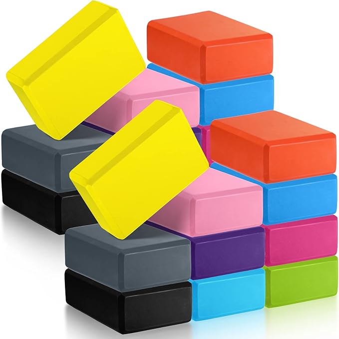 20 Pcs Foam EVA Yoga Blocks Lightweight Yoga Bricks Non Slip Supportive Foam Blocks Yoga Prop Accessories for Yoga, Pilates, Stretching and Meditation, Women Men Yogi Yoga Beginners (Multicolor)