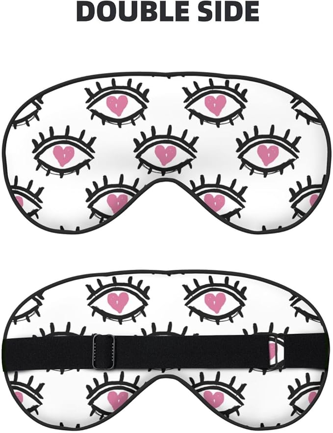 Sleep Eye Mask Cute Pink Loving Eyes Sleep Mask for Women Men Comfortable Eye Mask with Adjustable Strap Soft Eye Cover Blindfold for Travel Yoga Nap Shift Work