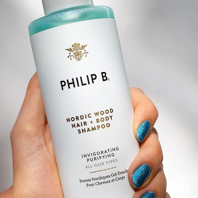 PHILIP B Nordic Wood Hair + Body Shampoo, 2 fl. oz. (60 ml) - Lathers Up Luxuriously, Conditions While Leaving You Feeling Cool & Invigorated, With Notes of Norwegian Spruce, White Pine and Camphor