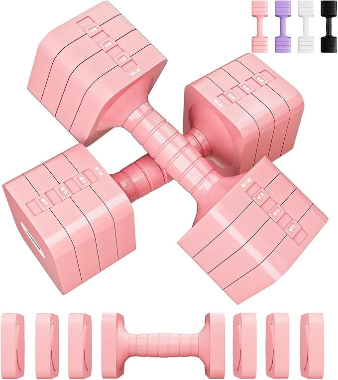 Adjustable Dumbbell Set for Women Men 16LB 20LB Hand Weights Dumbbells Sets Woman Exercise Fitness dumbbell Adjust dumbbells set of 2 for Home Gym Workout Strength Training Equipments
