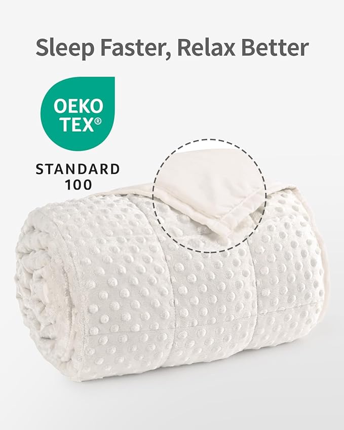 Mr. Sandman Weighted Blanket for Adults, Heavy Blanket for Woman,Man Sleeping/Calm, Soft and Cozy Weighted Throw Blankets, Machine Washable, 48 x 72in, 12 lbs, White