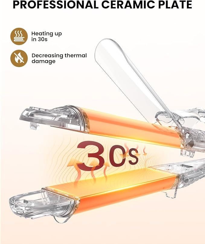 Dual Voltage Curling Iron 2-in-1 Curling Iron 1 Inch,(100V~240V) Dual Voltage Hair Straightener Travel Curling IRO n European Flat Iron (White)