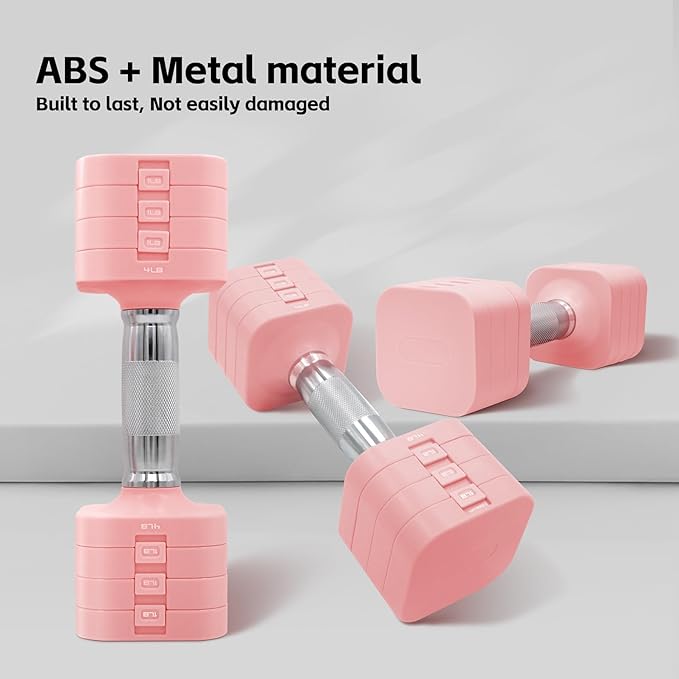 20LBS Adjustable Dumbbell Set, 4 in 1 Free Weights Dumbbells Set for,4lb 6lb 8lb 10lb, with Metal Non Slip Handle,Quick Change,Home Gym Strength Training Equipment for Men and Women