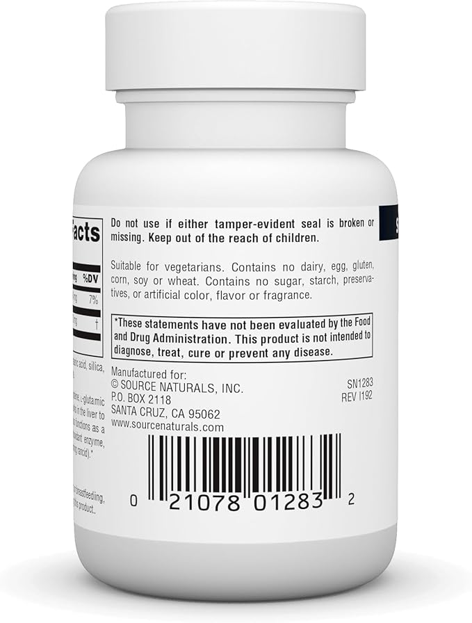 Source Naturals Reduced Glutathione, Antioxidant Supplement for Liver Support, 250mg - 60 Tablets