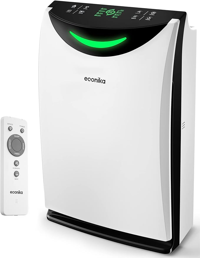 Air Purifier and Humidifier Combo – HEPA Air Purifier with UV Light, Quiet for Bedroom and Living Room – Whole House Large Room Cleaner