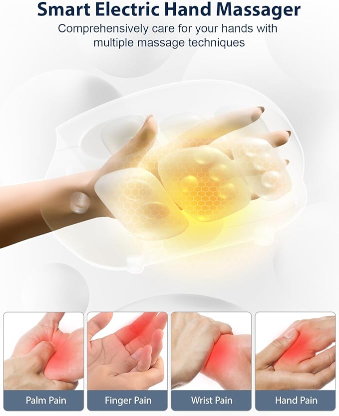 CINCOM Hand Massager - Cordless Hand Massager with Heat and Compression for Arthritis and Carpal Tunnel, Gifts for Women(Black)