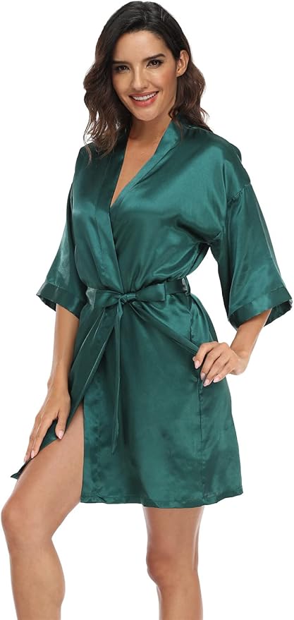 Women's Pure Short Silky Robes Bridesmaid Bride Party Satin Robes Sleepwear