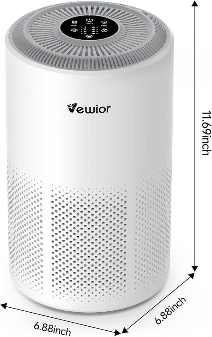 Air Purifiers for Home Large Room Up to 1800 ft², VEWIOR H13 True HEPA Air Filter for Bedroom with Night Light, Fragrance Sponge, Sleep Mode, Timer, Air Cleaner for Smoke, Dander, Pollen