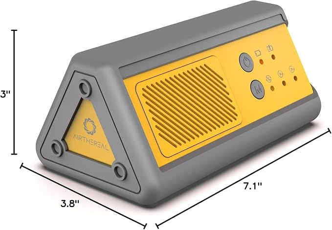 Airthereal PA1K-GO 1,000mg/h Portable Ozone Generator - Cordless Battery Powered Odor Eliminator for Car, Hotel Rooms, Offices, Bathrooms, and Small Spaces(Yellow)