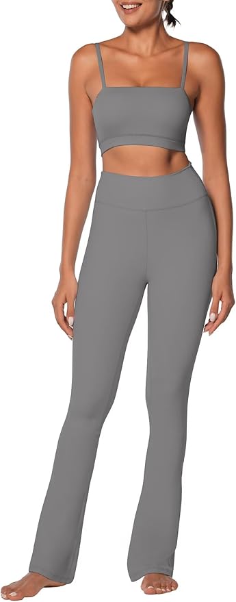 Sunzel High Waist Mini Flared Leggings for Women, Tummy Control Casual Flare Yoga Pants for Yoga Workout Gym