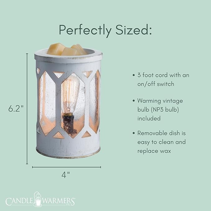 Candle Warmers Etc. Vintage Bulb Illumination Fragrance Warmer- Light-Up Warmer for Warming Scented Candle Wax Melts and Tarts to Freshen Room, Arbor