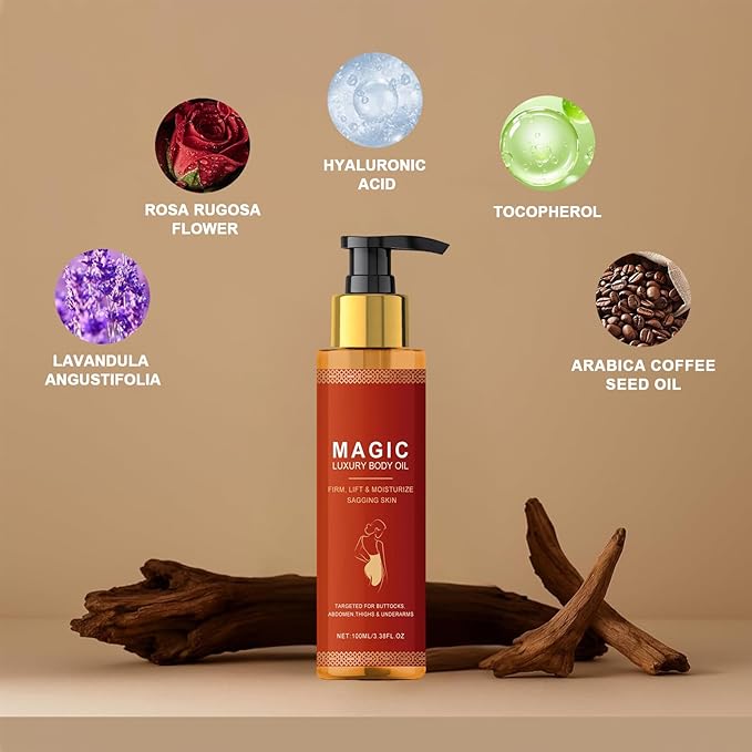 Magic Luxury Body Oil, Firming and Moisturizing Treatment for Buttocks, Abdomen, Thighs and Underarms, 3.38 Fl Oz