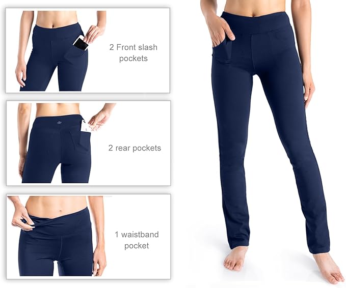 Yogipace,5 Pockets,25"/27"/29"/31"/33"/35"/37",Women's Straight Leg Yoga Dress Pants Workout Pants