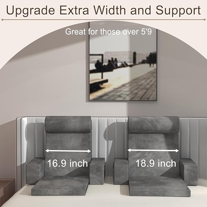 Reading Pillow,Backreast-Pillow with seat-Cushion,for Bed/Floor Sitting Up Adult,Back Height Adjustable with Memory Foam,Large Backrest with Arms,Great for Reading/Games/Watching TV, 24"