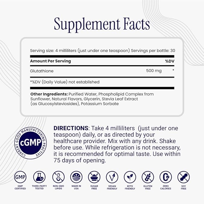 Rho Nutrition Liposomal Glutathione - Ultra High Absorption Liquid Glutathione Supplement - Supports Natural Detoxification, Immune System, Skin Health, Mental Clarity & Overall Well-Being - 3-Pack