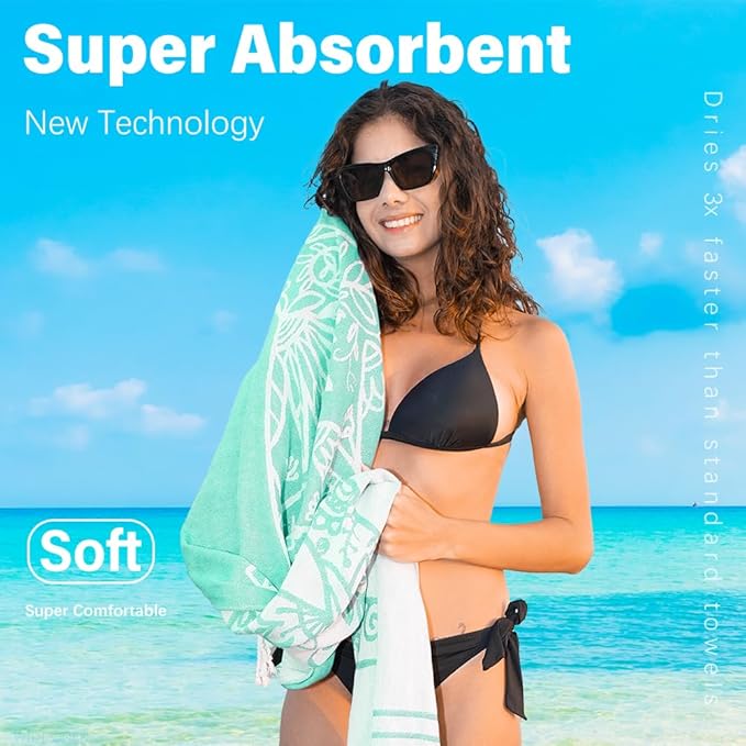 Turkish Beach Towel Quick Dry Absorbent Cotton Lightweight Thin Bathroom Bath Pool Swim Towels Extra Large Oversized Sand Free Beach Accessories Essentials Stuff Cloud Gift for Adults