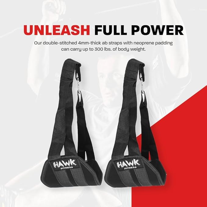 Hawk Sports Ab Straps for Men and Women, Ab Workout Equipment for Maximum Fitness and Bodybuilding Gains, Exercise Equipment for Fat Burning and Strength Training, Lifting Straps for Six Pack Abs