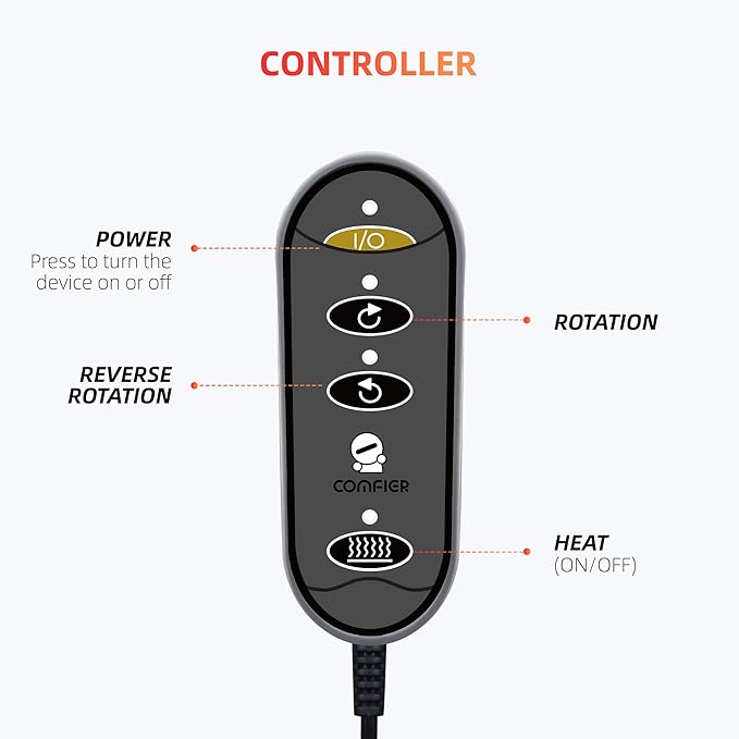 COMFIER Foot Warmer Massager,Gifts for Women,Men,Shiatsu Foot Massager with Heat, Electric Heating Pad for Back Feet,Back Massager for Pain Relief(Black)