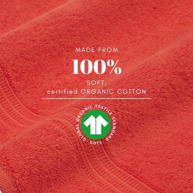 HOMELOVER 8 Pack Washcloths - 100% Organic Cotton, 500 GSM, Hotel & Spa Quality, Soft, Quick Dry, Highly Absorbent Towels for Face & Hand Wash, Shower, Gym & Bathroom Essentials (Coral Orange)