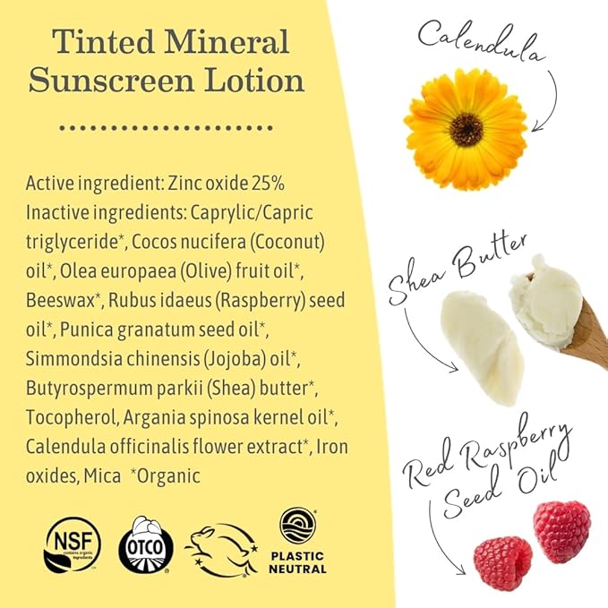 Earth Mama Tinted Mineral Sunscreen Lotion SPF 40, Contains Organic Argan and Red Raspberry Seed Oil, 3-Ounces, 2-Pack