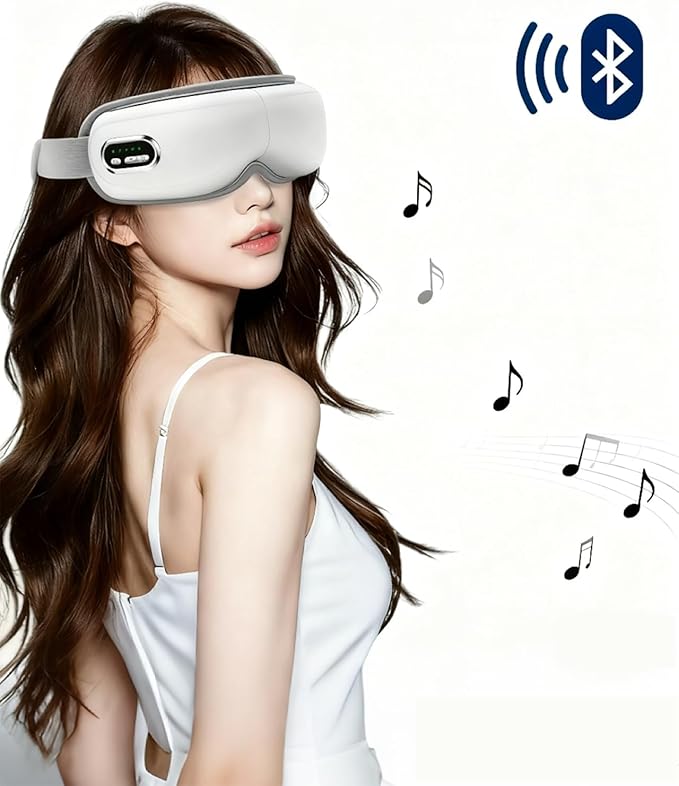 Eye Massager with Heat,Bluetooth Music Eyes Care Gift with 5 Massage Modes and 180° Folding Heated Eye Mask for Migraines Massages Eyes Muscles Gifts for Friend Loved Ones