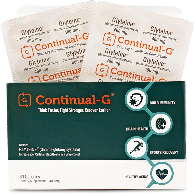 CONTINUAL - G Glyteine 400 mg Capsules | Cellular‑Enhancing Glutathione Supplement | Powerful Antioxidant Support | 30‑Day Supply (60 Capsules)