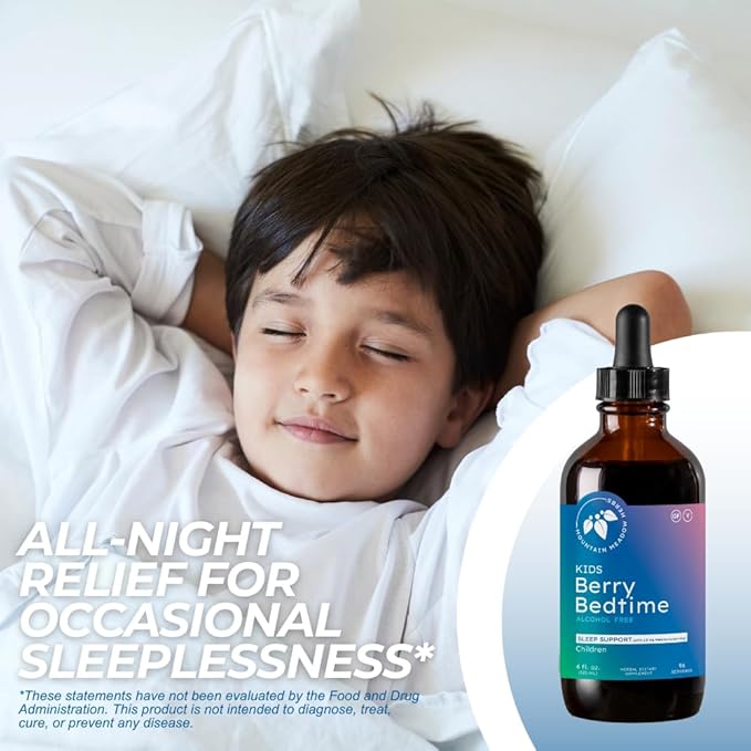 Mountain Meadow Herbs Berry Bedtime – Kids Sleep Support Drops with Melatonin, Chamomile, Lemon Balm & Passionflower - Natural Sleep Aid for Children – 4 oz
