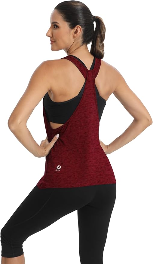ICTIVE Workout Tops for Women Sleeveless Open Back Muscle Racerback Exercise Tank Shirts