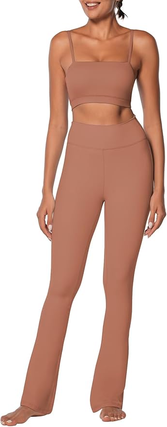 Sunzel High Waist Mini Flared Leggings for Women, Tummy Control Casual Flare Yoga Pants for Yoga Workout Gym