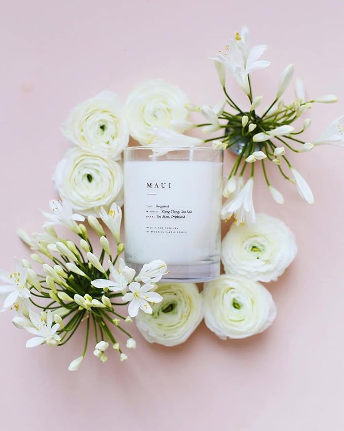 Brooklyn Candle Studio Maui Classic 2 Wick Candle - Luxury Scented Candle, Vegan Soy Wax, Hand Poured in The USA, 70 Hour Slow Burn Time - 13oz