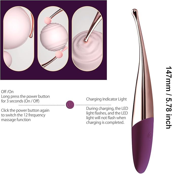 CHARMING Personal Wand Massager with Waterproof Vibration for Full Body Massage Use, Promotes Essence Absorption, Relieves Fatigue -Purple