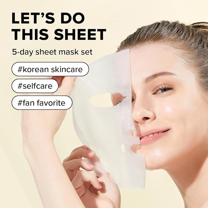 I DEW CARE Collagen Face Mask Variety Pack - 5 Days Facial Masks Skincare Korean | Hydrating Collagen Face Mask, Moisturizing Skin Care, Korean Sheet Masks for Women, Facial Skincare Pack, 5EA
