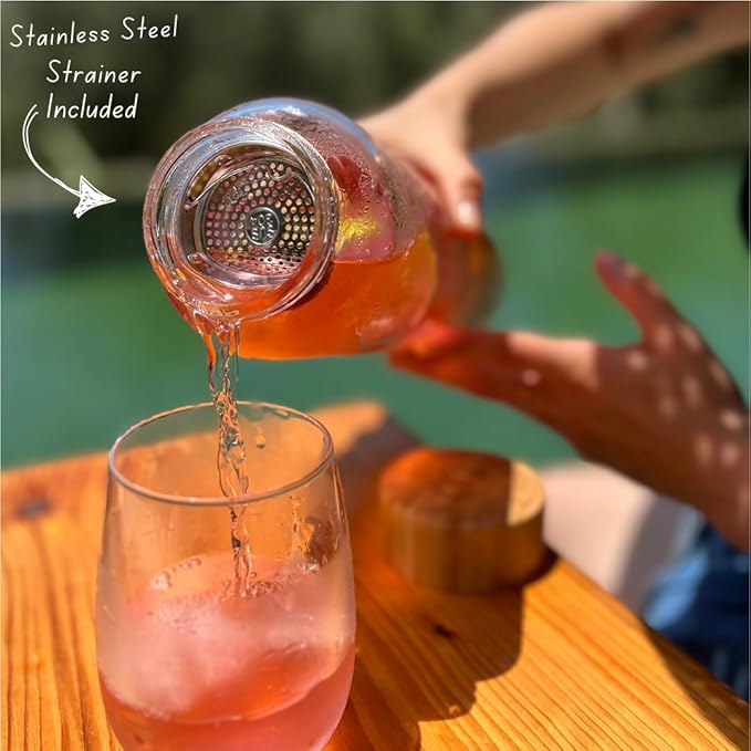 mayu Water Bottle with Bamboo Lid, Eco Friendly & BPA Free, Plastic Free Borosilicate Glass Bottle - Zero Leak Design - for Outdoor Picnic, Everyday Use and Non-Toxic Hydration | 1L, 34OZ