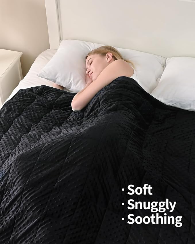 Mr. Sandman Weighted Blanket for Adults, Heavy Blanket for Woman,Man Sleeping/Calm, Soft and Cozy Weighted Throw Blankets, Machine Washable, 48 x 72in, 15 lbs, Black