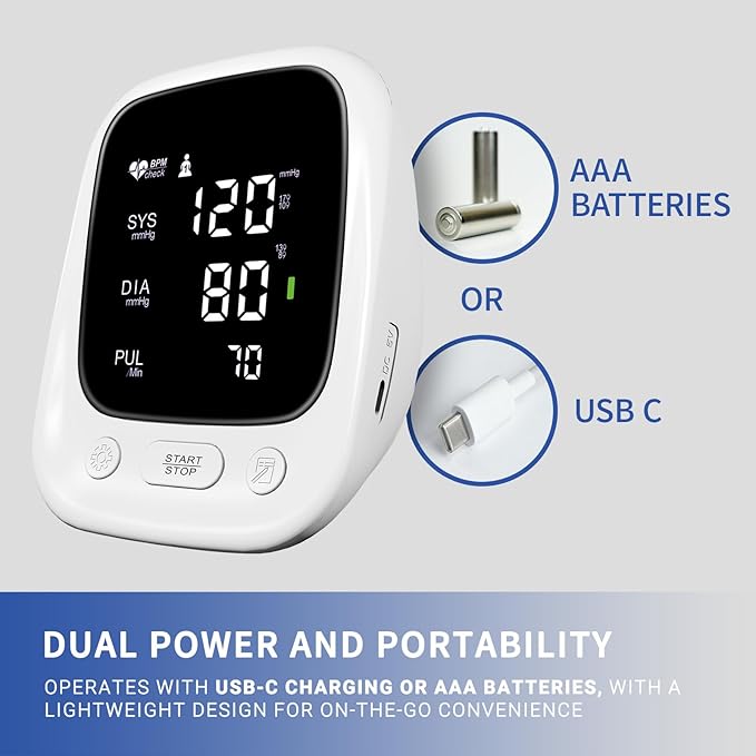 Blood Pressure Monitor for Home Use, Upper Arm Digital Accurate and Portable Blood Pressure Monitor with Large Cuff, Heart Rate Monitor, Clear LED Display, Memory Function for 2 Users