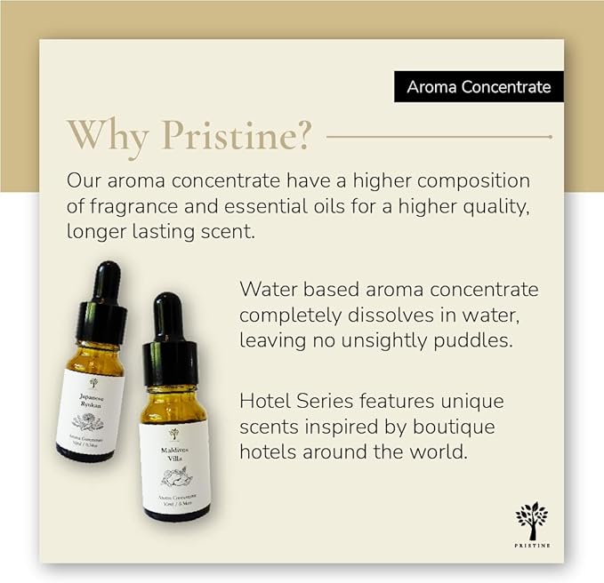 PRISTINE Top 4 Hotel Blend Essential Oils 4 Pcs Set for Electronic Diffuser for Home, Humidifier, Aromatherapy Fragrance for Home (English Country Inn,Maldives Villa,Swiss Château,Japanese Ryokan)