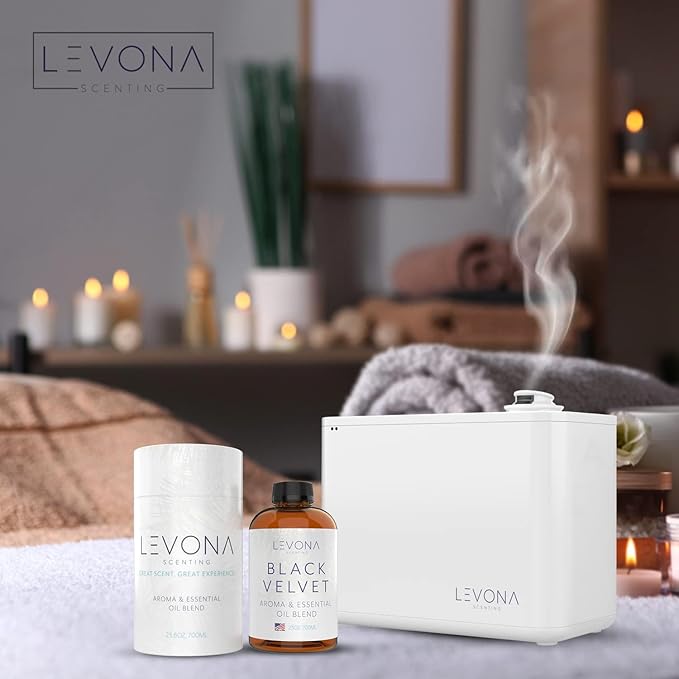 Levona Scent Essential Oil - Fresh Aroma for Home, Office, Hotel & Spa, Perfect in Humidifiers and Diffusers, Luxury Fragrance, with Fir Needle & Salty Sea Air Notes - 700ml/ 23 fl oz, Black Velvette